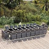 BUKSCYJS GartenmöBel Set,21-TLG. Garten-Essgruppe mit Kissen Poly Rattan Grau FüR Garten, Terrasse, AußEnbereich, Balkon