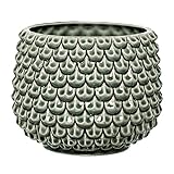 Nordring Retro Übertopf Vintage Pflanztopf für Zimmerplanzen Blumentopf Pino L (16,5 cm ø), grün, Keramik