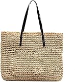 Generisch Tasche Korbtasche Damen Strandtasche Cesta Umhängetasche mit Reißverschluss (Beige)