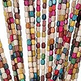 ANMINY 52 Stränge Bambus-Holzperlenvorhang für Türen, 2 Paneele, 88,9 x 190,5 cm, Regenbogenfarben, handgefertigt, Naturholz, Boho, Hippie, Tür, Fenster, hängende Perlen