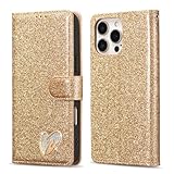 BEENTRYS PU Leder für Samsung Galaxy S7 Edge hülle,Glitzer Diamant Herz Luxus Bling Kickstand Kartenfach Magnetisch Mädchen Handyhülle Flip Schutzhülle für Samsung Galaxy S7 Edge-Gold