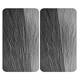 WENKO Herdabdeckplatte Universal Mod. Schiefer, höhenverstellbar für alle Herdarten, Schneidebrett und Spritzschutz, Glas, 30 x 52 cm, 2-teilig