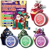 Lebensmittelfarbe Pulver - 4 Farben Lebensmittelfarbe, Konzentriertes Food colouring, Lebensmittelfarbe Rot Grün Marineblau Violett zum Kuchendekorieren, Backen, Zuckerguss, Dessert, Kochen - 5g