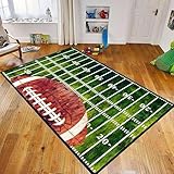 YJDRUG Teppich Fussball, 80x150cm,Rugby Field Spielteppich - Kinder-Sport-Arealeppich, rutschfest, Perfekt für Spielzimmer und Schlafzimmer, Waschbare Teppiche Geeignet für Wohnzimmer Eingänge