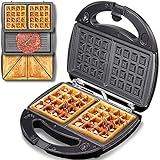Yabano Sandwichmaker 3 in 1 (Waffeleisen Sandwichtoaster Kontaktgrill), 3 Abnehmbare Platten, Antihaftbeschichtung, LED-Anzeigeleuchten und Cool Touch-Griff, 800W