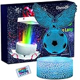 Fussball geschenke für junge, Fußball Lampe für Kinder Jungs, Fußball Geschenke 3D Nachtlicht LED Illusion Lampe, 16 Farben Wechselnd mit Fernbedienung & Touch, Geburtstagsgeschenk 6 7 8 9 10 jahre