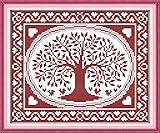 Amiiba Kreuzstich Set Vorgedruckt für Erwachsene Anfänger,Der ovale Baum des Glücks 11ct Stickset Stickpackungen
