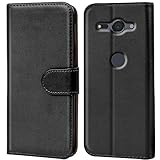 Verco Handyhülle für Sony XZ2 Compact Hülle, Schutzhülle für Sony Xperia XZ2 Compact Tasche PU Leder Flip Case Brieftasche - Schwarz