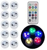 Led Teelichter mit Fernbedienung, batteriebetriebene farbwechselnde LED-Lichter wasserdicht,Wasserdicht für Unterwasser-Pool, Vase, Aquarien, Hochzeit, Halloween, Weihnachten