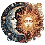Holzpuzzle Erwachsene, Sonne und Mond Holzpuzzles 200 Teile, Einzigartiges Tierform Holz Puzzle, Kreatives Weihnachten Geschenke für Teenager und Erwachsene Diamant-Malset