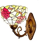 hsmag Ländliche Wandleuchten, Retro-Tiffany-Stil, Barock-Wandlampen, Innen-Bettlampe, Wand-Leselampe, dekorative Glasmalerei, Tiffany-Stil-Lampe, Heimdekorationsbeleuchtung