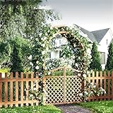 LMXRYPD Holzbogen Garten, Pergola mit Tor, Robuster Gartenbogen für Kletterpflanzen, für Gartenwege, Hochzeitsdekoration und Zeremonie(Brown)