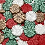 Atopbb Wachs Siegel Aufkleber, 50 Stück Selbstklebende Prosecco Gold Wachs Siegel Aufkleber, Runde Aufkleber für Hochzeitseinladung, Weihnachten (Klaus)