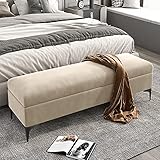 Samt-Aufbewahrungsbank für Schlafzimmer, gepolstertes Ende der Betttruhe, Premium, keine Montage erforderlich, geräumige Aufbewahrungslösung, 80 x 40 x 43 cm