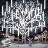 Ehomfory Meteorschauer Lichterkette Außen 540 LED 15 Röhren 30 CM Weihnachtsdeko Aussen, Wasserdichten Eiszapfen Lichterkette Außen für Weihnachten, Halloween, Weihnachtsbäume, Hochzeit, Innenhof