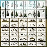 OOTSR 50 Stk Berge Kiefer Schablonen zum Basteln, 5x10cm Zeichnung Silhouette der Weihnachten DIY, Kunststoff Zeichenvorlagen für Scrapbooking Holz Ornamenten Leinwand Deko