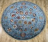 Rug Studios Teppich ZIEGLER-ORIGINAL | Farbe: Blau; Größe: 178 x 181 cm | strapazierfähig und leicht zu reinigen | Wohnzimmer | Schlafzimmer