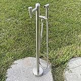 Vertikaler Gartenbrunnen aus Edelstahl 304, wetterfeste Wassersäule für den Innenhof, langlebiger Außenwasserhahn zur Gartendekoration, silbernes Finish