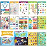 Edulok Lernposter Spanisch lernen, Lernposter für Kleinkinder, Vorschullernen, Alphabet-Zahlen-Poster für Klassenzimmer, Wanddekoration, Kindergarten Klassenzimmer, unverzichtbare Dinge für Zuhause