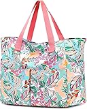 Myhozee Strandtasche XXL Familie groß Badetasche Damen mit Reißverschluss Wasserdicht Sanddicht Beach Bag Sommertasche Schwimmtasche Shopper Saunatasche Reisetasche Tote Bag für Strand Schwimmbäder