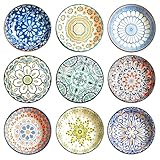 Dip Schälchen, 9 Stück Soja Saucenschälchen Keramik Ø 10cm, Tapas Schalen, Keramikschale, Keramik Dipschalen, Gewürzschalen, Vintage Sushi Schälchen,Snackschalen für Snacks Gewürzen Sojasauce Saucen