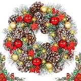 ITMNMNL Weihnachtskranz LED 30cm Christmas Wreath,Weihnachtskranz Haustür,Weihnachtskranz Tür,Weihnachten Türkranz,Türkranz Weihnachten Außen,Kranz Weihnachten,Weihnachtskranz für Tür Haustür,Kamin