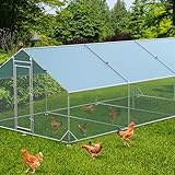 Hühnerstall mit Freilaufgehege 3x6x2m, Voliere aus Verzinktem Stahl, XXL Hühnerhaus mit Wasserdichter Abdeckung, Freilaufgehege für Hühner Kaninchen Vögel Kleintiere, Langlebig & Einfach zu Montieren