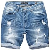 Amaci&Sons Herren Destroyed Jeans Shorts Kurze Hose Sommer Bermuda 7979 Hellblau W32