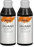 Kreul 91310 - Javana Stoffmalfarbe für helle Stoffe, 250 ml Glas in schwarz, geschmeidige Farbe auf Wasserbasis mit cremigem Charakter, dringt fasertief ein, waschecht nach Fixierung (Packung mit 2)
