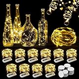 WEARXI LED Lichterkette Batterie - 10 Stück 2M 20LEDs Mini Lichterkette mit Batterie, Lichterkette Draht, LED Beleuchtung Batteriebetrieben Deko für Flasche, Urlaub, Hochzeitsdeko, Party Deko