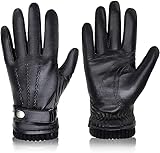 BISON DENIM Herren Echtleder Handschuhe Hohe Qualität Warmes Wollfutter Lederhandschuhe Smartphone Touch Funktion Herbst & Winter