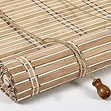 Bambusrollo Seitenzugrollo Bambus Raffrollo Natur Bambusrollo Retro Jalousie Holzjalousie Sonnenschutz und Sichtschutz Rollo für Fenster & Tür Cu