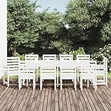 ZQQLVOO Gartenlounge Outdoor Gartenmöbel Set 11-TLG. Garten-Essgruppe Weiß Massivholz Kiefer