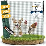NATURIZ® Weidezaun in 15m / 20m / 25m x 90cm Komplettset - mobiler Hundezaun & Hühnerzaun extrem stabil, ohne Strom, Grün (15m)