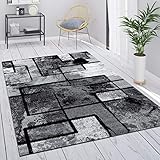 Paco Home Teppich Wohnzimmer Vintage Kurzflor Schlafzimmer Geometrisches Design Modern, Grösse:60x100 cm, Farbe:Grau