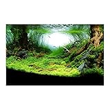 HUDFVIOI Aquarium rückwand Wald-Aufkleber, Aquarium-Hintergrund, Ornament-Poster, Wald-Aquarium-Landschaft, selbstklebendes Aquarium-Trägerpapier zur Dekoration(Green,50x100cm)