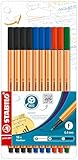 STABILO - Fineliner - point 88-10er Pack Office - 4 x schwarz, 3 x blau, 2 x rot, 1 x grün