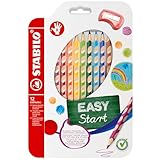 STABILO - Ergonomischer Buntstift für Rechtshänder - EASYcolors - 12er Pack mit Spitzer - mit 12 verschiedenen Farben