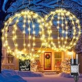 Joomer Weihnachtsbeleuchtung Außen Hängende LED Kugel Lichter Strom Leuchtkugel 33cm 144 LED und 28cm 120 LED Timer Weihnachtsdeko Innen 8 Modi Wasserdichte für Garten Party (2 Stück, Warmweiß)