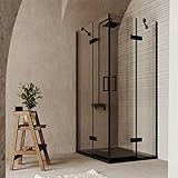 Produce Shop Duschkabine quadratisch Eck 90x90 schwarzes Klarglas 6mm Lion