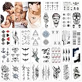 Konsait 30 Blätter Temporäre Tattoos für Frauen Männer, Wasserdicht temporär Tätowierung Kleine schwarz Tattoo Körperkunst Tattoo Aufkleber Fake Tattoos Klebetattoos Erwachsene