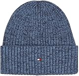 Tommy Hilfiger Herren Strickmütze Flag Twisted Yarn mit Umschlag, Blau (Military Denim), Einheitsgröße
