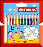 STABILO - Dreikant-Buntstift - Trio dick kurz - 12er Pack - mit 12 verschiedenen Farben
