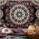 Yugarlibi Mandala Wandbehang Wandteppich Indisch Böhmisch Hippie Wandtuch Wand Deokration Rosa Lotos Tapisserie Ästhetisch für Zimmer Wohnheim Schlafazimmer, 235x180cm