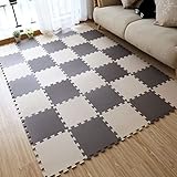 20 Stück Schaumstoff Spielmatten mit Rand, ineinandergreifende Schaumstoff Bodenfliesen für Kinder, Puzzle Schaumstoff Fußmatten für Babys, Trainingsmatten – Farbe Grau und Weiß
