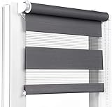 Fenster DEKOR - Rollos für Fenster Dunkelgrau - Klemmfix Rollo ohne Bohren 150 x 35 cm - Doppelrollo mit einer breiten Auswahl an Größen und Farben - Blickdichte Rollos, einfach zu montieren