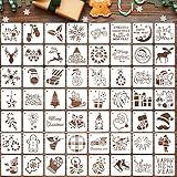 Weihnachten Schablonen, Augshy 56 Stück Kleine Weihnachtsschablonen Kunststoff Weihnachten Malschablonen DIYWeihnachtsmuster Zeichenschablonen für Scrapbooking Wand Boden Deko