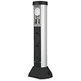 REV Gartensteckdose SilverCraft - 2-Fach Steckdosensäule mit Zeitschaltuhr, 51cm Höhe, IP44 Spritzwasserschutz, ideal für Garten & Terrasse, schwarz