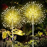 Gartendeko für Draußen Solarleuchten Garten für Außen, 2 Stück 120 LED Gartenbeleuchtung Solar, Solar Feuerwerk Leuchten Garten Wetterfest, Solarstecker Aussen für Hinterhof Weg Rasen Terrasse
