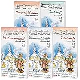 Knox Räucherkerzen 5er Set - Original Räucherkerzen nach erzgebirgischer Tradition gefertigt - Waldduft, Honig-Lebkuchen, Weihnachtsapfel, Weihnachtsduft, Zimtrinde - Made in Germany